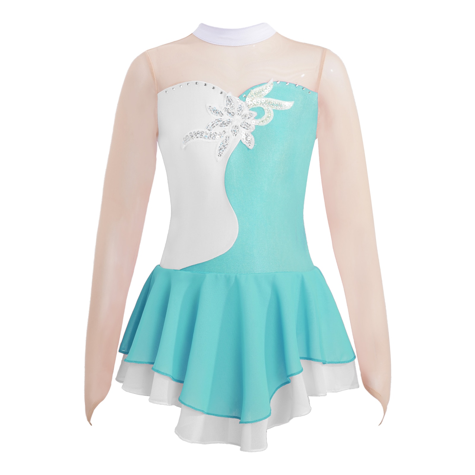 Figure Ice Skating Dresses for Girls Kids Sequins Gymnastics Leotards Professional Competition Modern Dance Ballet Tutu Costumes