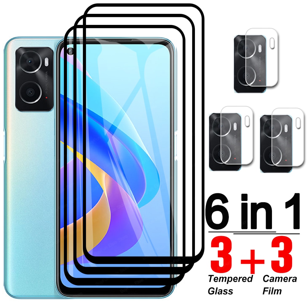 6 in 1 Tempered Glass For Oppo A36 A76 Screen Protector Full Cover Film For Oppo A36 A76 A 36 76 Cover Protective Glass