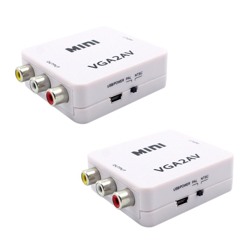 2X VGA To AV Mini Converter Scaler Adapter Support 1080P VGA2AV Converter PC To TV HD Computer To TV