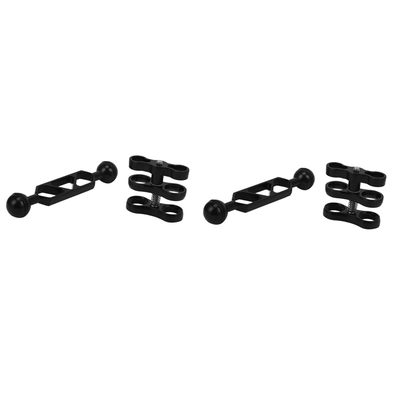 2X Aluminum Alloy Scuba Diving Light Torch Dual Ball Joint Arm And 1Set Butterfly Clip Clamp Mount for Photography Camera