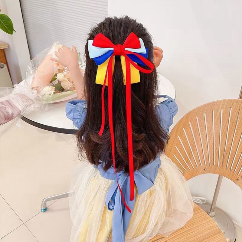 Handmade Snow White Hair Bow Hair Clips Girls Hair Accessories Ponytail Hairpeice Barrettes Party Accessories 2