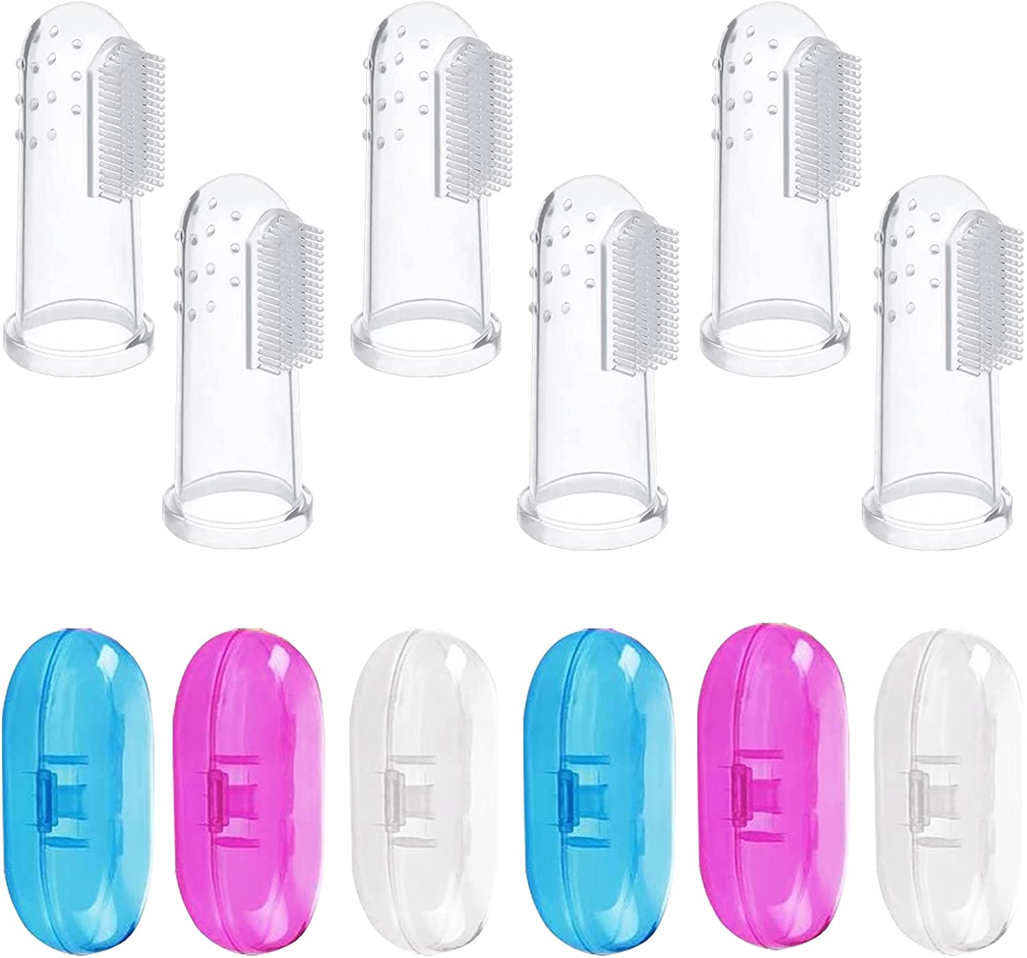 Baby Finger Toothbrush BPA Free Silicone Finger Teeth Brush for Infant Toddlers Training Teething Massager Toothrush for Babies
