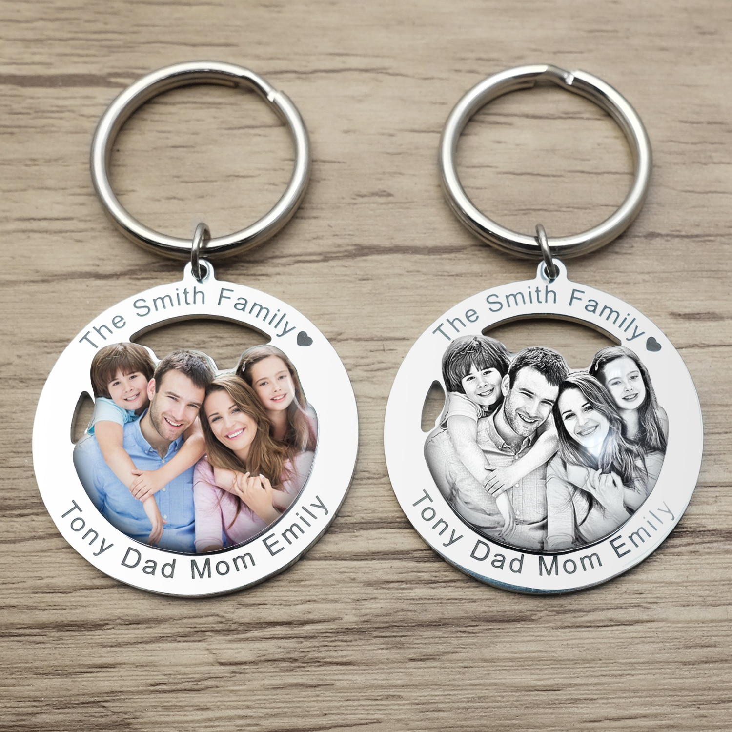 Personalised Photo Keychain Custom Picture Keyring Family Portrait Key Chain Engraved Jewelry Gifts for Her Families Member Gift