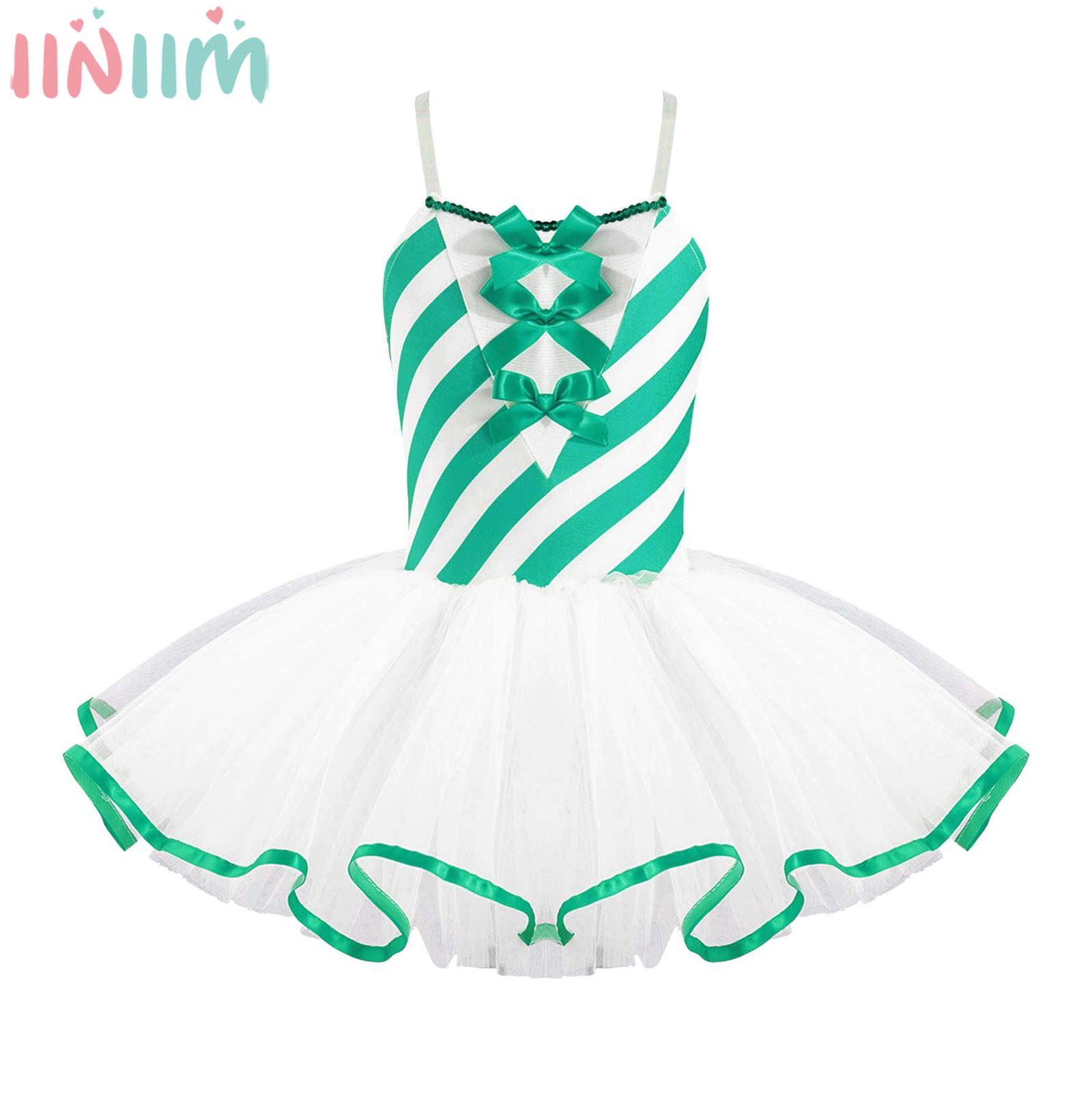 Girls Sleeveless Mesh Ballet Tutu Dress Princess Dresses Bowknot Decor Leotards Dancewear Party Christmas Performance Costume