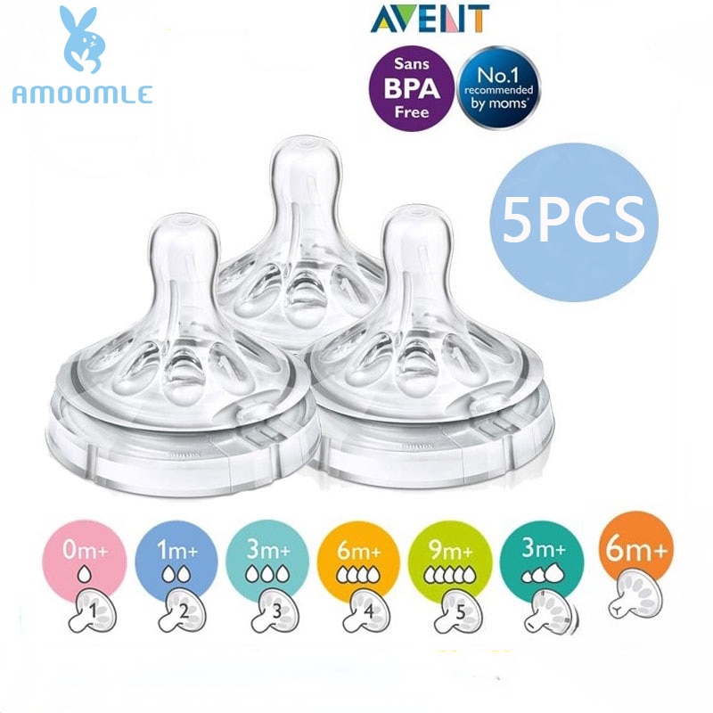Puting 5Pcs Baby Susu Soft Teat Nipple For Avent Natural Bottle Replacement Feeding Silicone Teats BPA Free