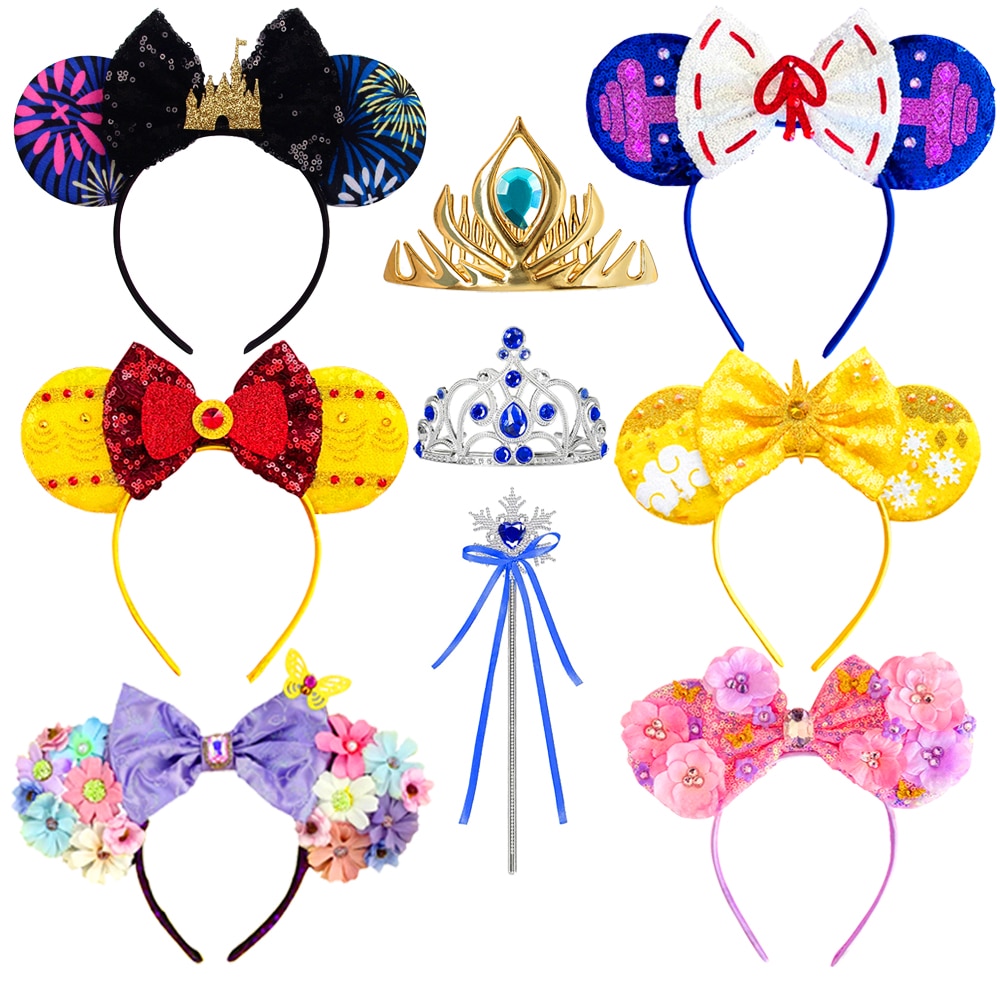 Princess Girl Hair Band DISNEY Cartoon Head Buckle Birthday Party Photography Prop Toddler Kid Fairy Stick Gift Hair Accessories