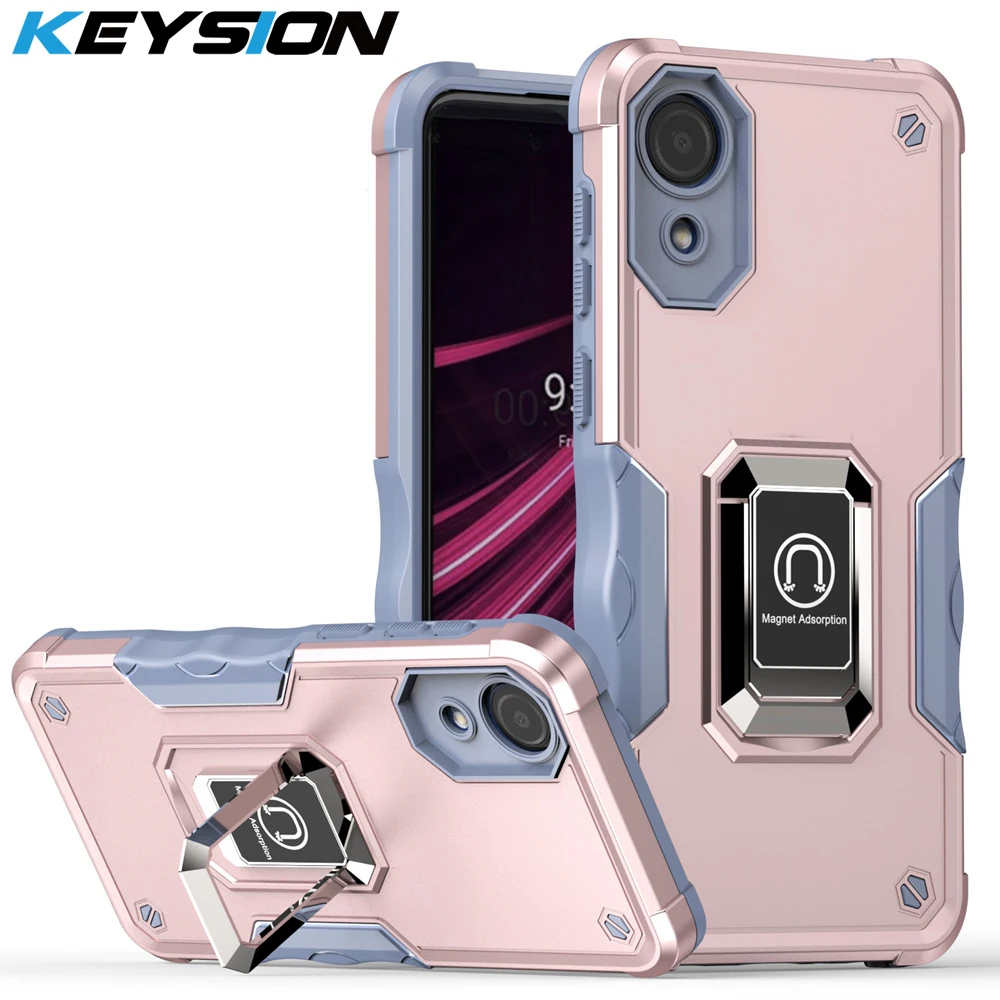 KEYSION Shockproof Armor Case for Samsung A03 Core A03 A03S A02S A21S Silicone+PC Ring Stand Phone