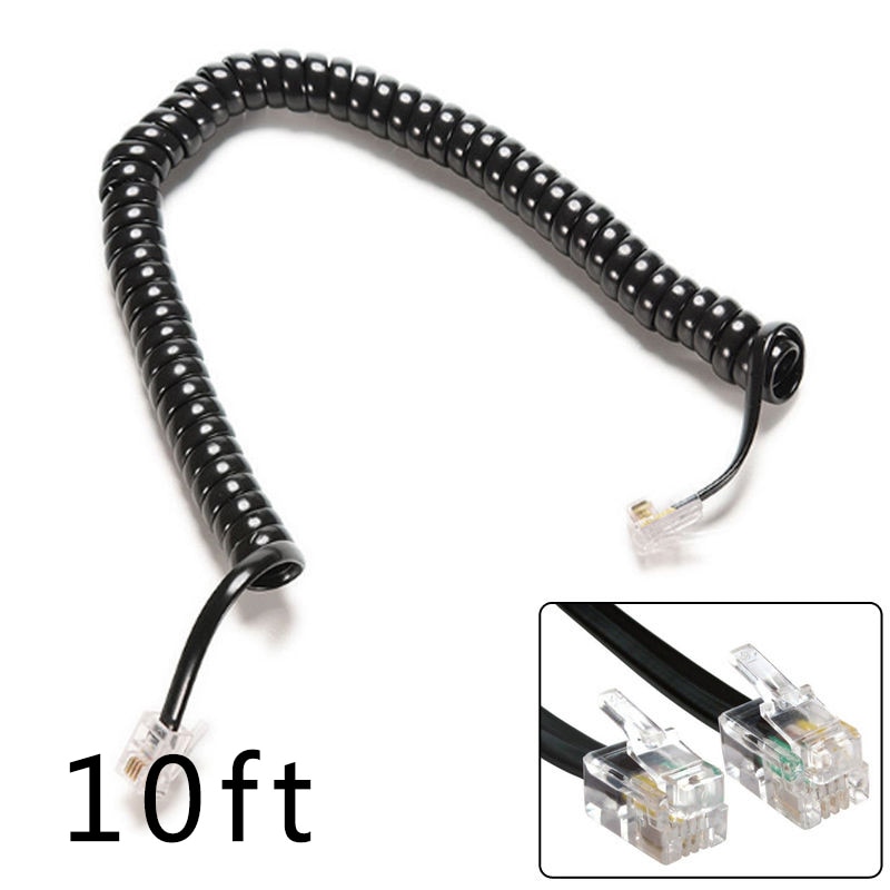 New RJ10 Telephone Extension Cable Connector Handset Phone Extension Cord Curly Coiled Cable Spring Wire