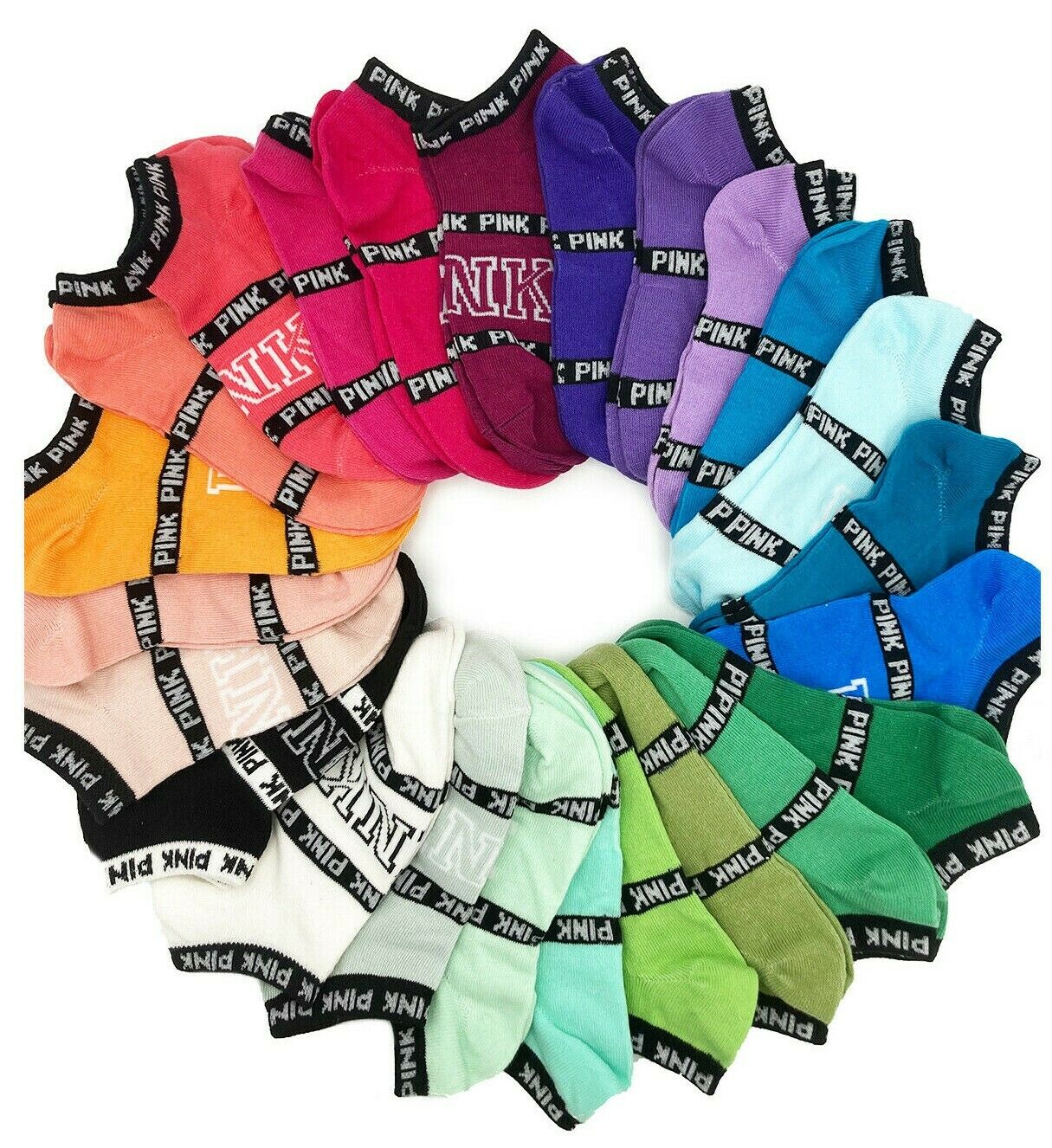 PINK Ankle Socks Cotton Harajuku Creative Happy Casual Sports Short Ankle Pink Letters Socks Unisex
