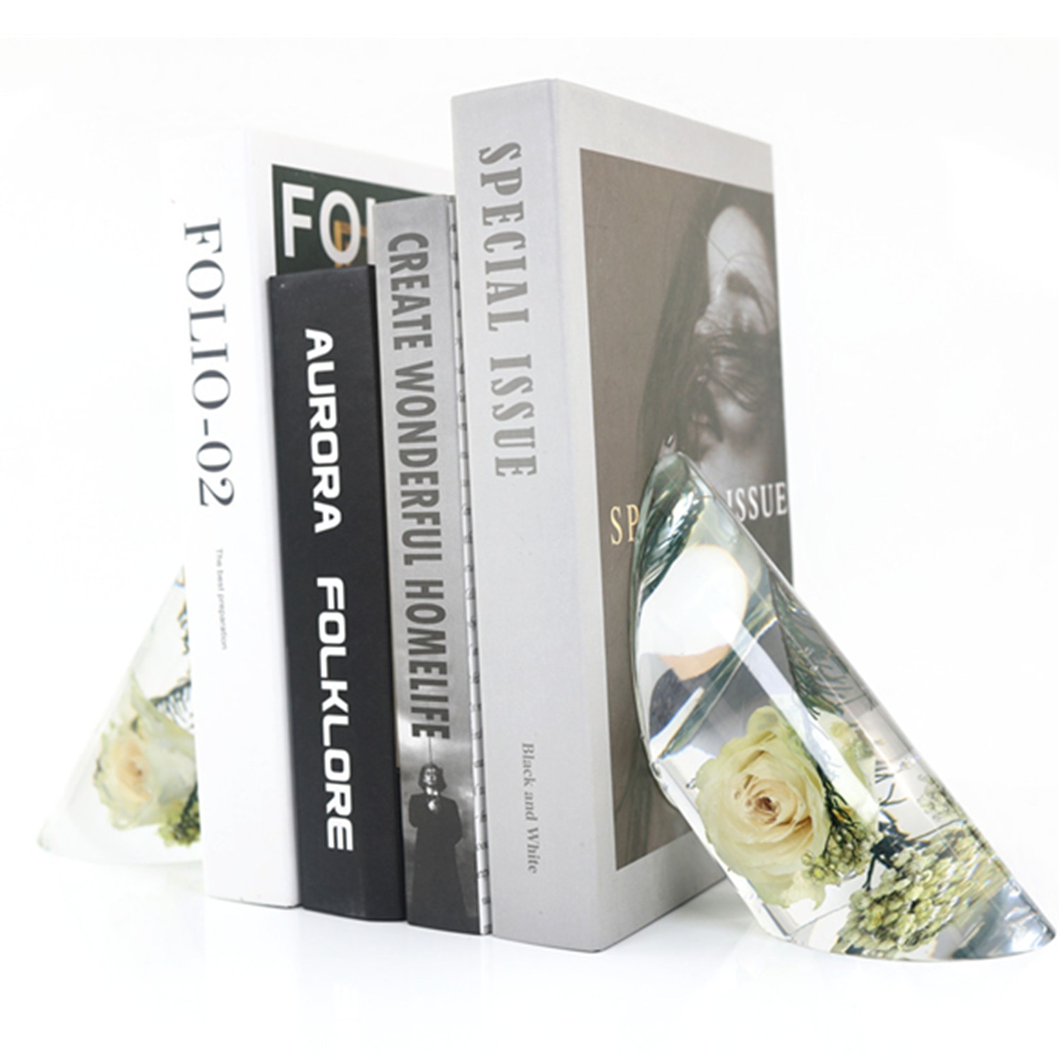 DIY Crystal Epoxy Resin Mold Beveled Cylindrical Columnar Bookshelf Bookend Mirror Silicone Mold