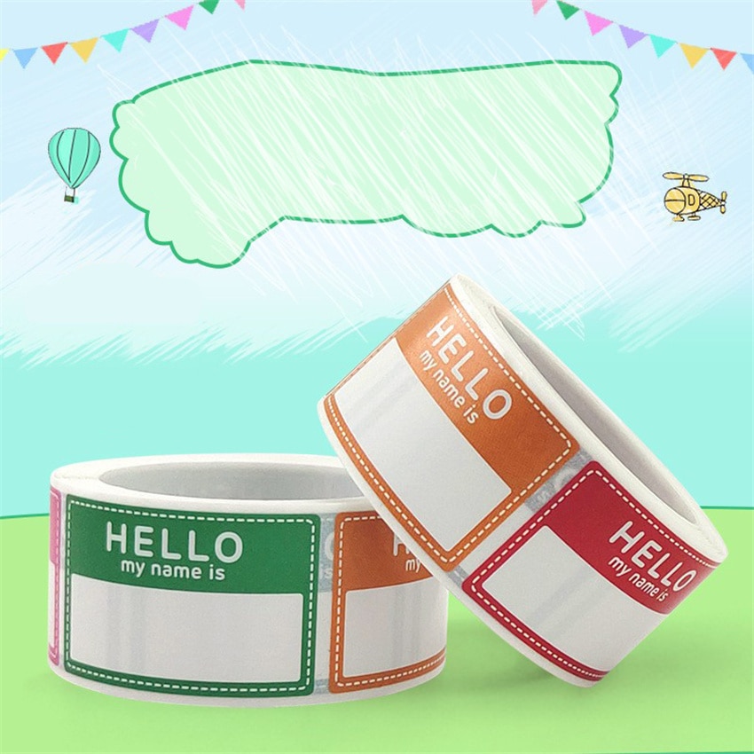 200pcs "Hello My Name Is" Name Tag Labels Color Name Stickers Personalized Signature Design School Office Baby Newborn