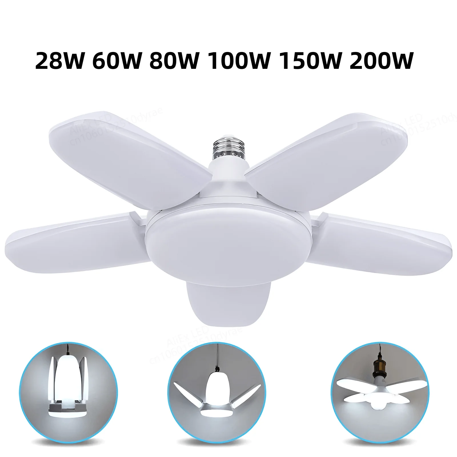 E27 LED Bulb Fan Blade Timing Lamp 220V110V 28W 200W Foldable Led Industrial Light Bulb Lamp For