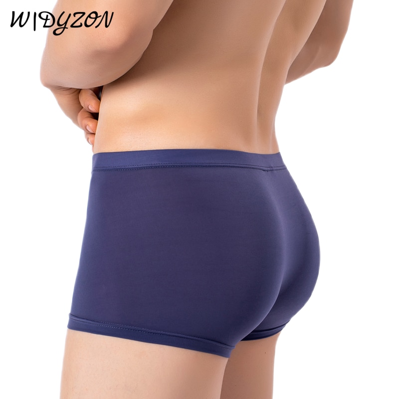Sexy Boxer Shorts Underpants Men Ice Slik Boxers Underwear U Pouch Breathable Men's Panties Ultra-thin Solid Hombre Boxersh