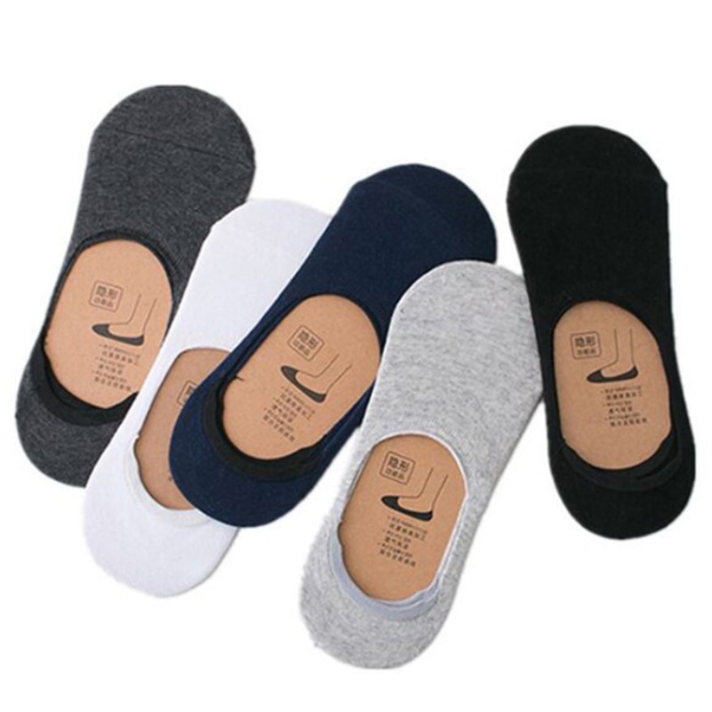 5Pairs Men's Low Cut Socks Invisible Loafer Boat Sock Non-slip Breathable Cotton Calcetines Male Solid Alien Ankle Socks Ca