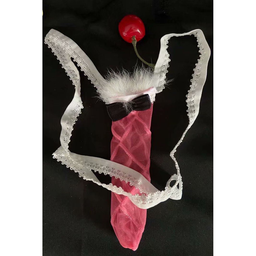Single transparent ultra-thin stockings airplane cover passion thread massage cover comfortable rabbit fur men's bandage JJ