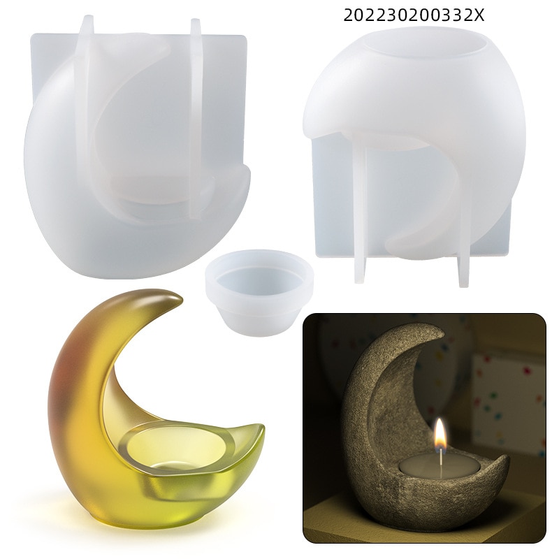 DIY Crystal Epoxy Resin Silicone Mold Half-moon Candlestick Ornament 3D Aromatherapy Candle Holder Decoration Molds For Resin