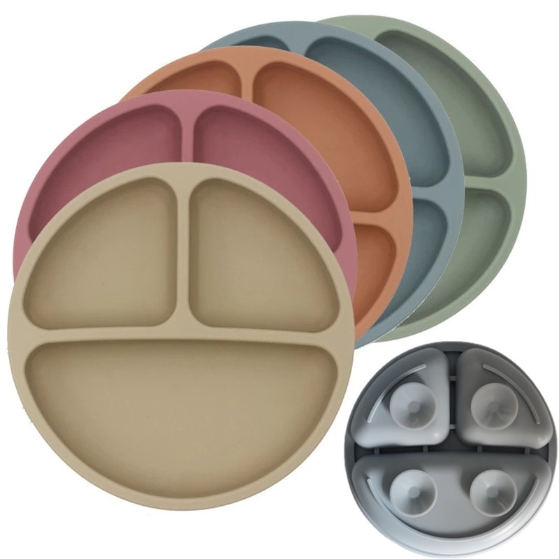 BPA Free Silicone Baby Dining Plate Suction Plate Children Dishes Toddle Training To Eat Kid Feeding Tableware Baby Feeding Bowl