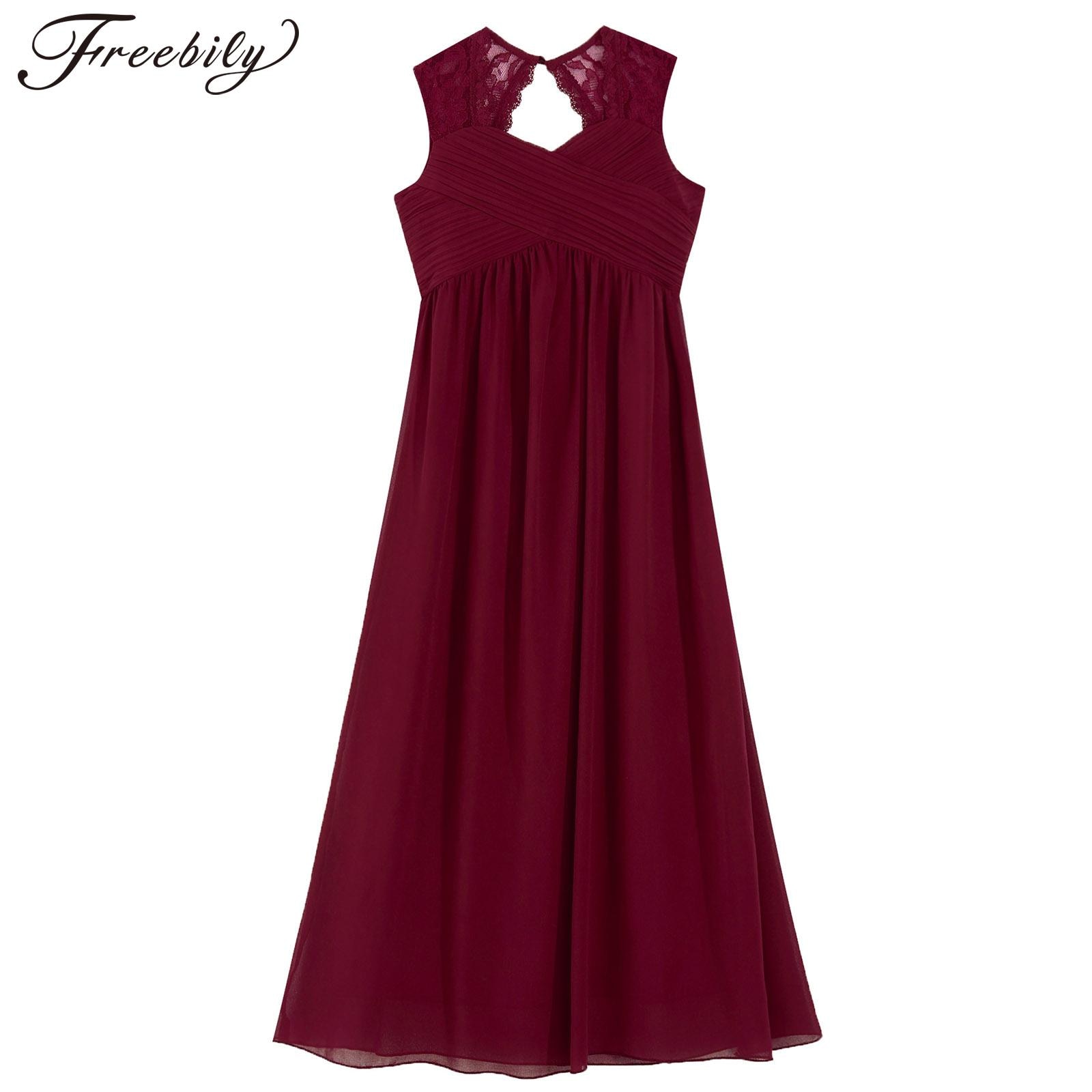 Evening Dress Teenage Girl Elegant V Neck Hollow Back Long Dress Luxury Party Dress for Kids Girls Birthday Banquet