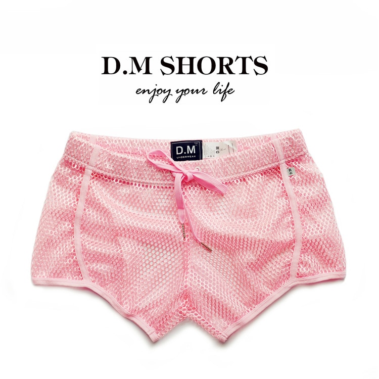 Men's Underwear Low Waist Home Boxer Sexy Mesh Breathable Thin Perspective Loose Home Shorts Four Corners for Handsome Men