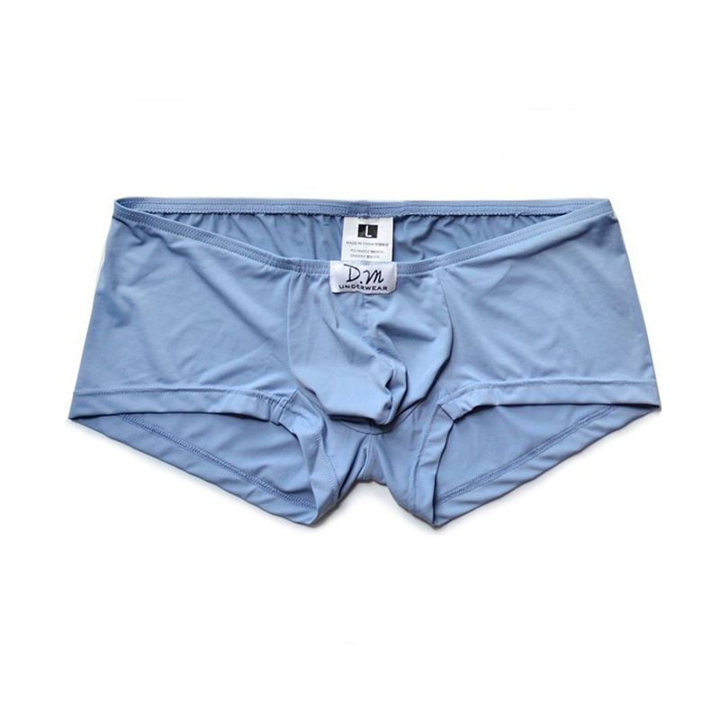 Man's Underwear Underpants Boxers Solid Cuecas Masculinas Men's Briefs Silk Smooth Salzoncillos Hombre Low-Rise Boxers