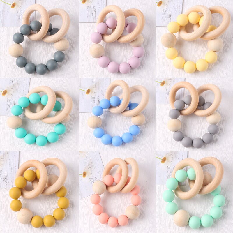 Hot New Custom Personalized Name Pacifier Clip Handmade Beech Chain Silicone Beaded Holder Soother Baby Teething Toy Chew Gift