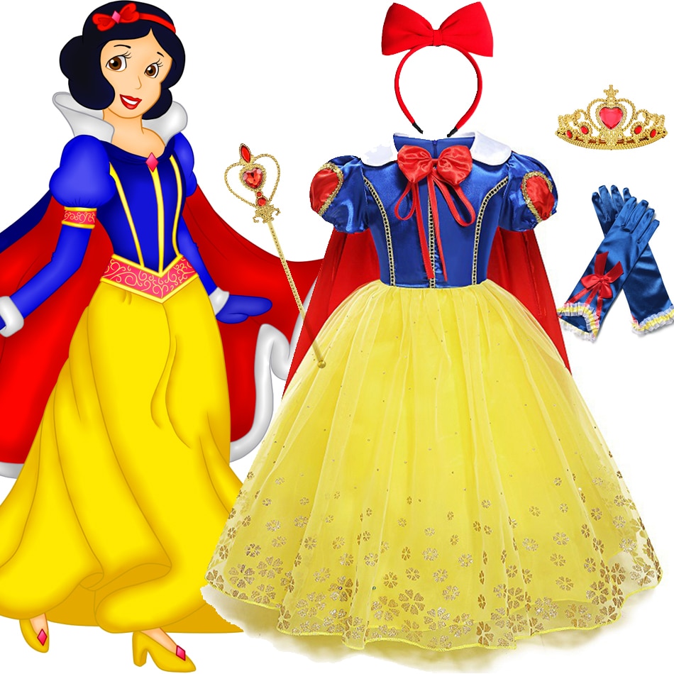 Girls Snow White Dress Kids Princess Dress Up Costumes Toddler Snow White And Huntsman Fancy Clothing Christmas Party Outfits