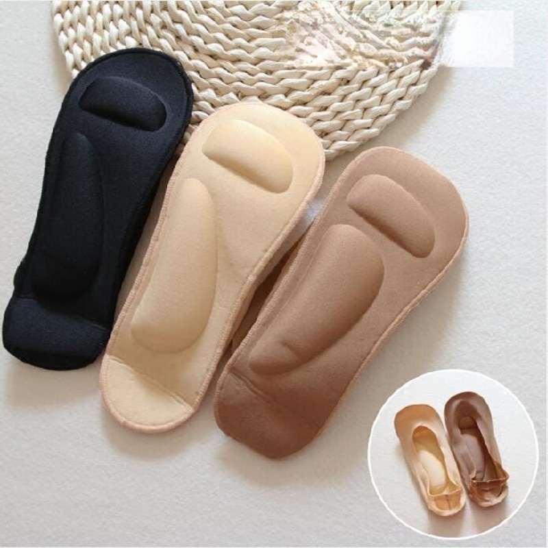 3D Boat Socks Three-dimensional Sponge Ice Silk Invisible Socks Women's Pump Socks Massage Plus Size Sock Rest High Heel So