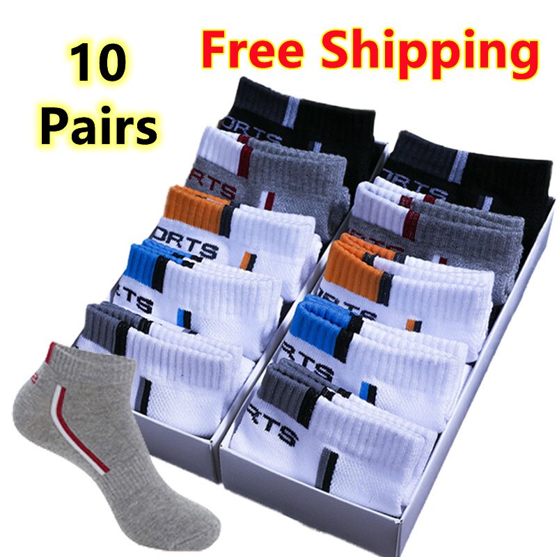 10 Pairs/Pack Men Socks Cotton Absorb Sweat Short Ankle Socks Casual Boat Socks Mesh Sports socks Big Size 38-46