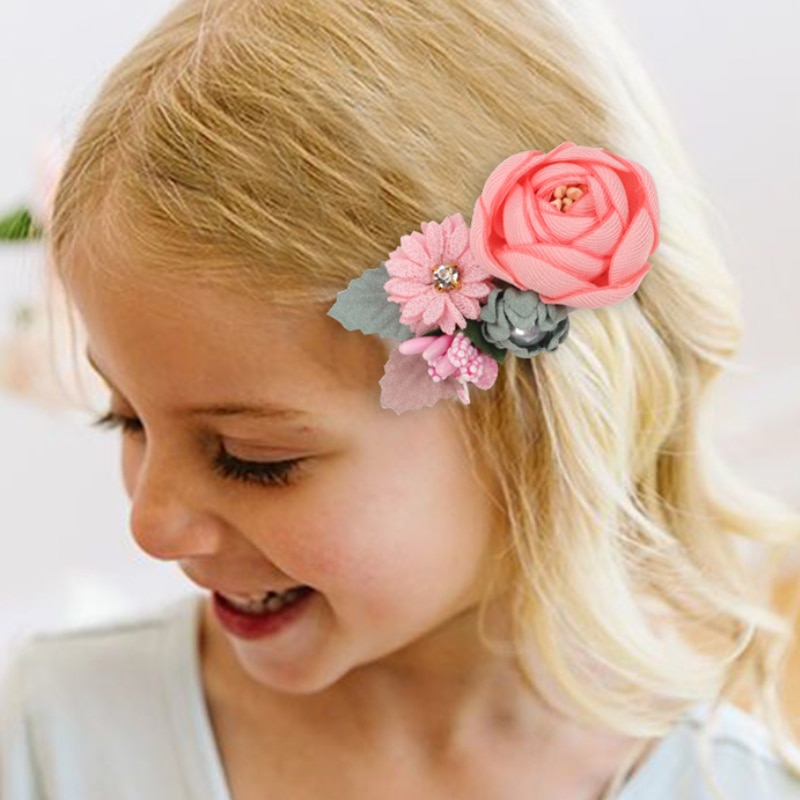 2 PCS Natural Simple Fresh Floral Hair Clips Simulation Flowers Hairpin Sweet Cute Broken Side Clip for Baby Girl Accessories