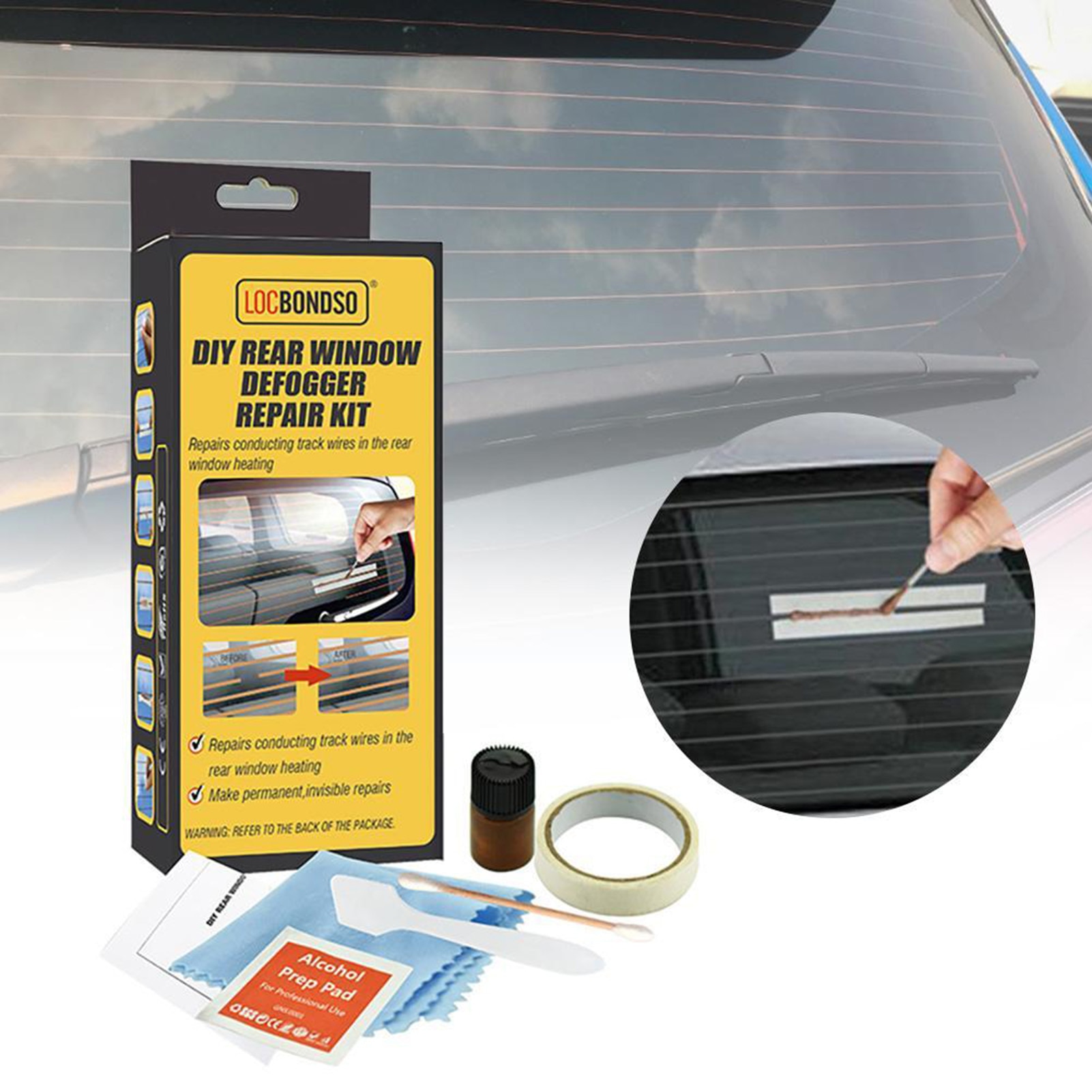 Defroster Repair Kit DIY Quick Repair Conductive Car Rear Window Windshield Defogger Defroster Repair Kit Fixes Scratched Broken