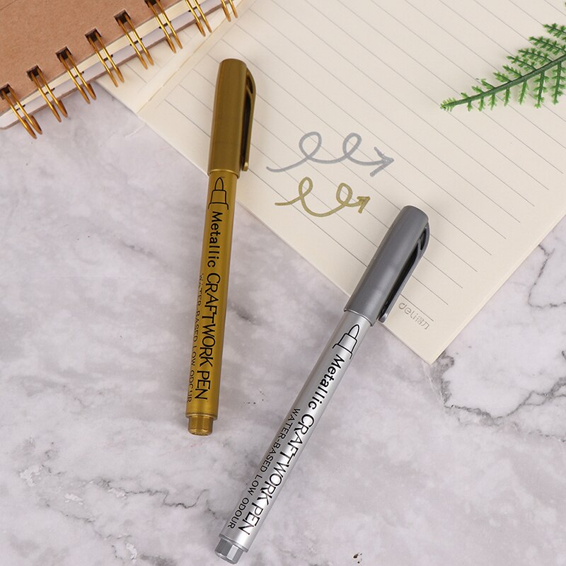 DIY Metallic Waterproof Permanent Paint Marker Pens Gold And Silver For Drawing Students Supplies Marker Craftwork Pen