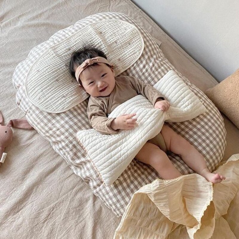 INS 80*68cm Baby Nest Bed Portable Newborn Crib Travel Infant Toddler Cotton Cradle Security Bassinet Bumper Removable
