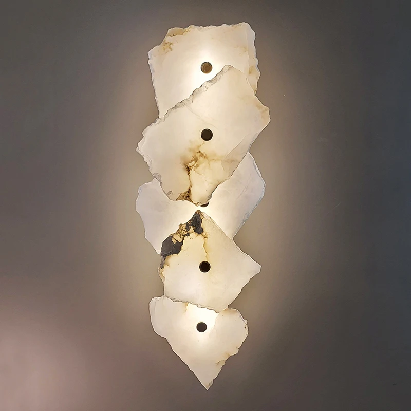 Natural Marble LED Wall Lamp Copper Luxury Novelty Lighting Sconce For Bedroom Living Dining Room