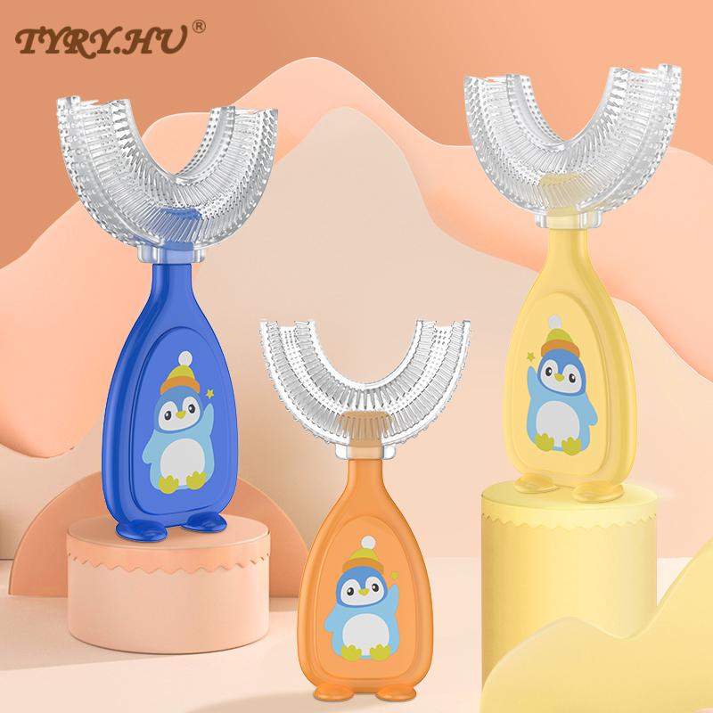 Kids Toothbrush U-Shape Infant Toothbrush Children's Teeth Oral Care Cleaning Brush Soft Silicone Teethers Baby Toothbrush 