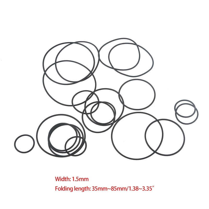 20Pcs Durable 1.5mm Cassette Tape Machine Belt Assorted Common Round Rubber Belt for Recorders Walkman