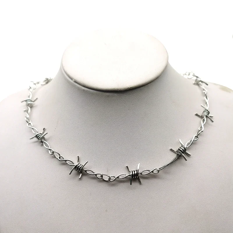 Small wire Brambles Iron Unisex Choker  Necklace Women Hip-hop Gothic  Punk Style Barbed Wire Little
