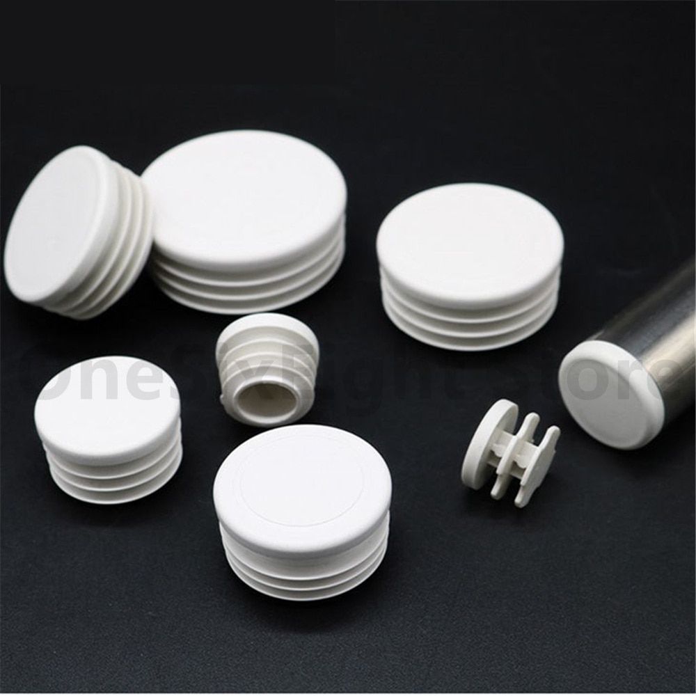 2-20pcs White Round Plastic Blanking End Caps Tube Pipe Inserts Plug Bung Diameter 16mm-50mm