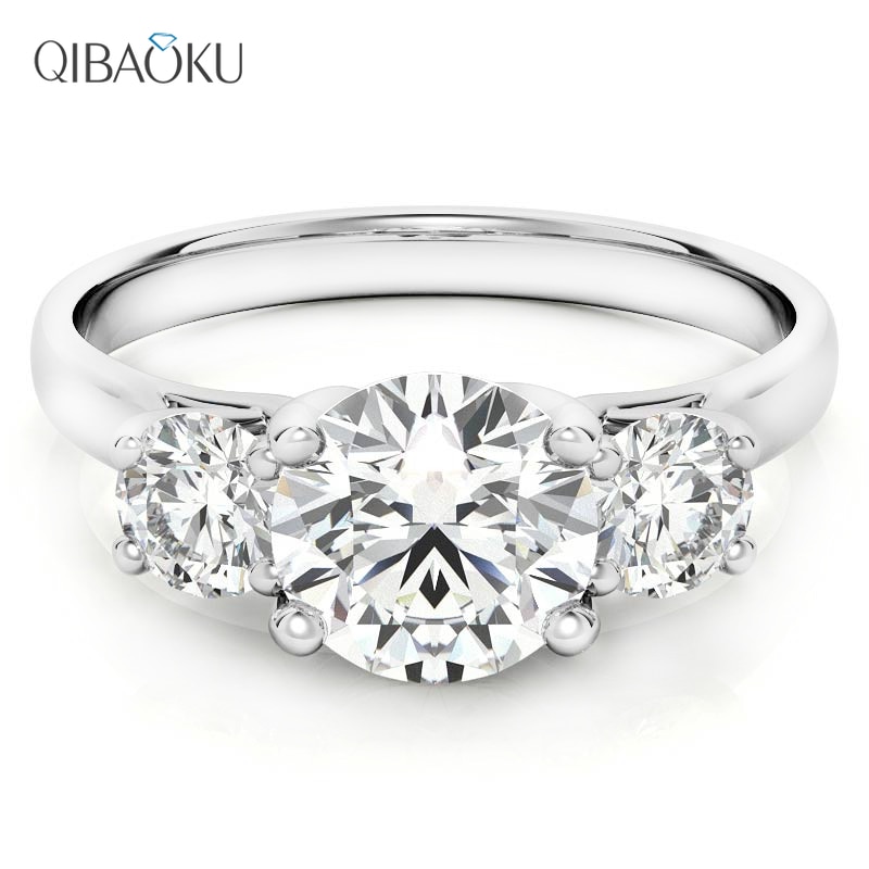 3 Stone 1ct Round Moissanite Engagement Ring 925 Sterling Silver Rings for Women Anniversary Wedding Rings Silver 925 Jewelry
