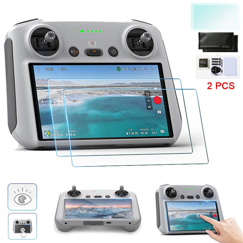 2 PCS 9H HD Tempered Glass Film For Dji Mini 3 Pro / dji RC Remote Control With Screen Protective Cover Film Drone Accessories