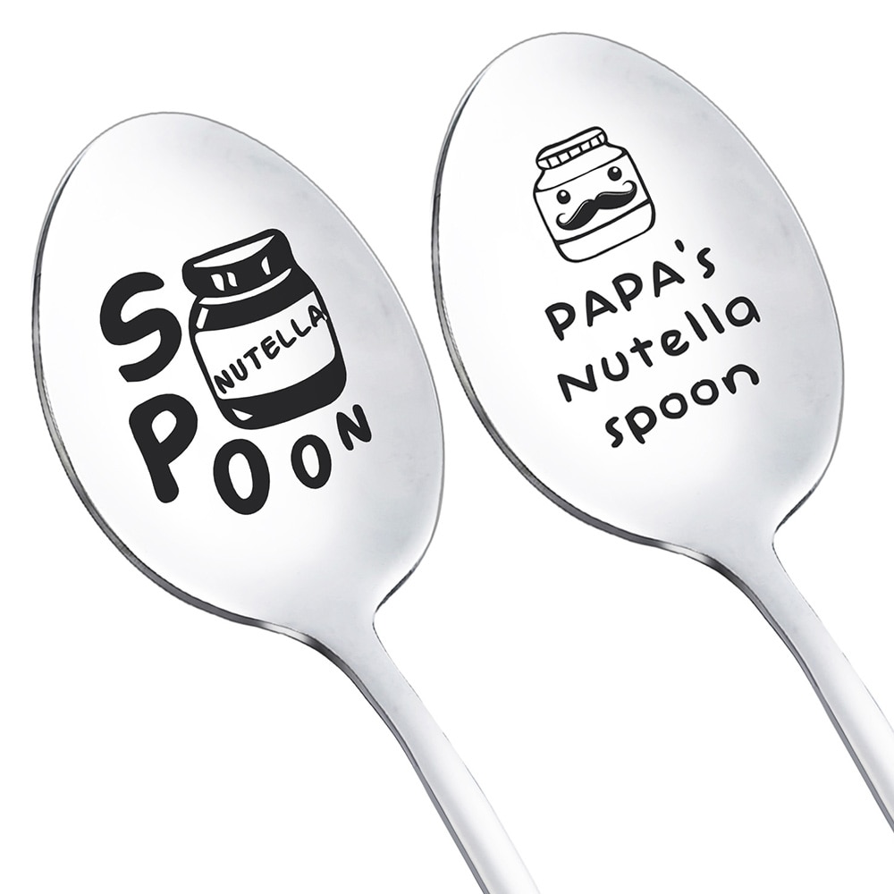 Sturdy Stainless Steel Spoon my Papa Nutella Spoon for Cutlery Spoon Christmas Gift Spoon Best Friend for Mom fine tableware