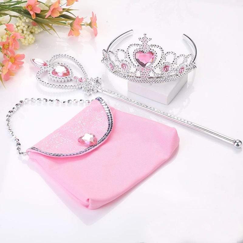 1Pcs Kids Girl Snow Ice Queen Princess Handbag Princess Cute Bag Tiara Hair Combs Crown Magic Wands Fairy Wand Princess Diademe