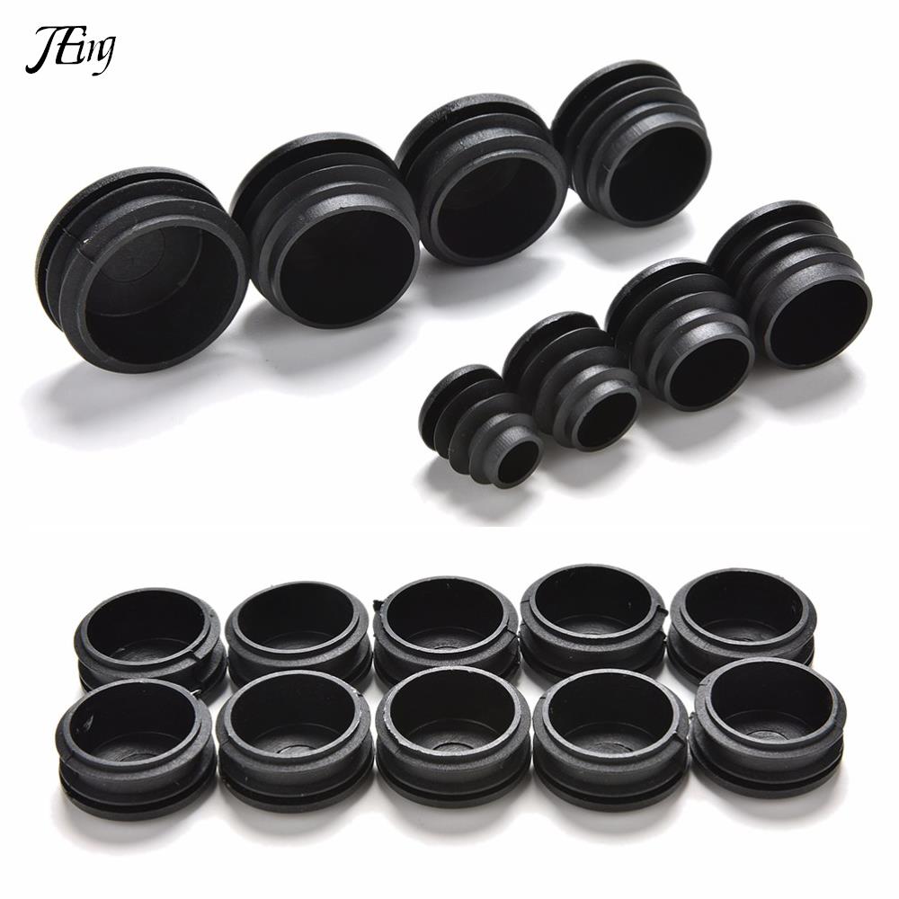 10Pcs/lot Black Plastic Furniture Leg Plug Blanking End Cap Bung For Round Pipe Tube Diameter: 16/19/22/25/28/30/32/35mm