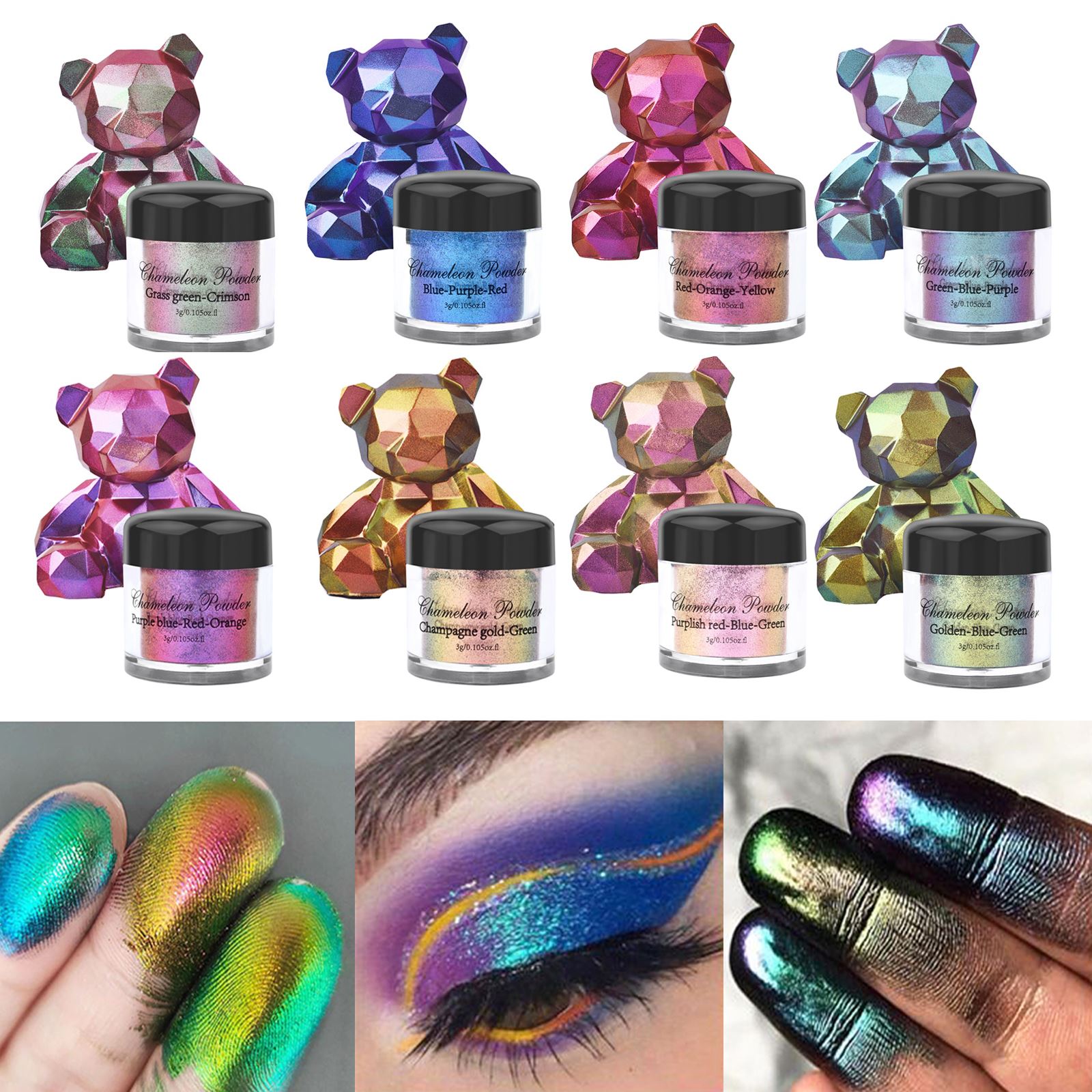 3g Mirror Chameleons Pigment Pearlescent Epoxy Resin Glitter Magic Discolored Powder Kit Resin Colorant Jewelry Making Supplies
