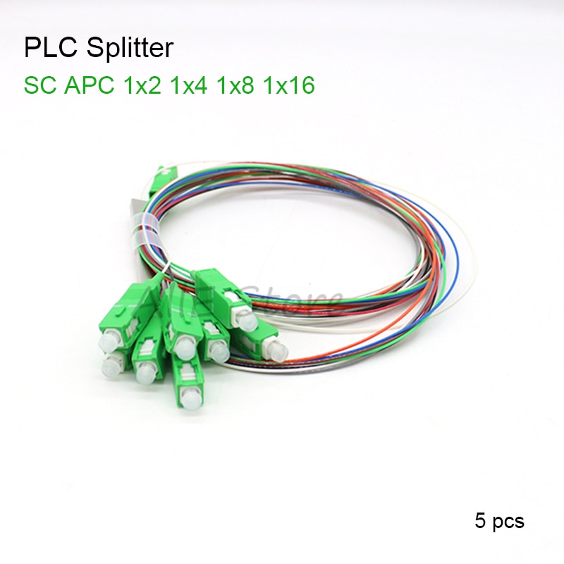 5 Pcs/Lot 1X2 1X4 1X8 1X16 1X32 PLC Fiber Splitter SC/APC SM 0.9mm G657A1 PVC 1m FTTH PLC splitter sc apc connectoFree shipping