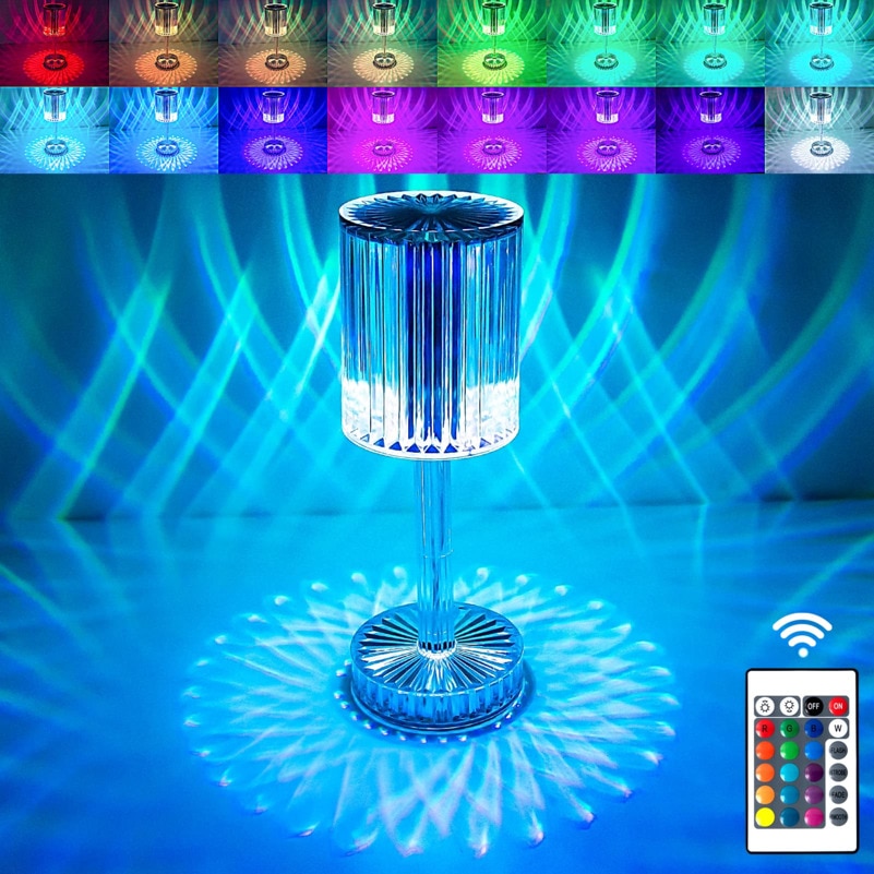 Touching Control Gatsby Crystal Lamp、Crystal Table Lamp,LED Touch Lamp,16 Colors Changing Cordless Crystal Lamp