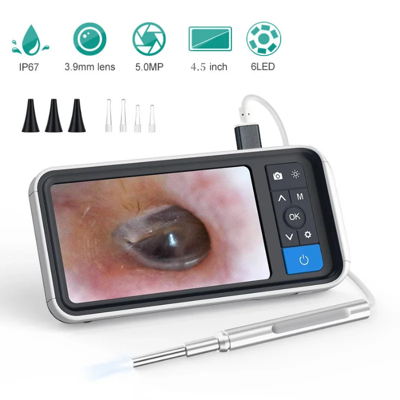 Digital Otoscope with Screen 3.9mm 1080P HD Ear Scope Endoscope Ear Cleaner With 2500mAh