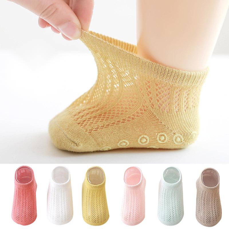 4Pair/lot New spring and summer mesh openwork non-slip baby toddler socks baby boy girls newborn socks