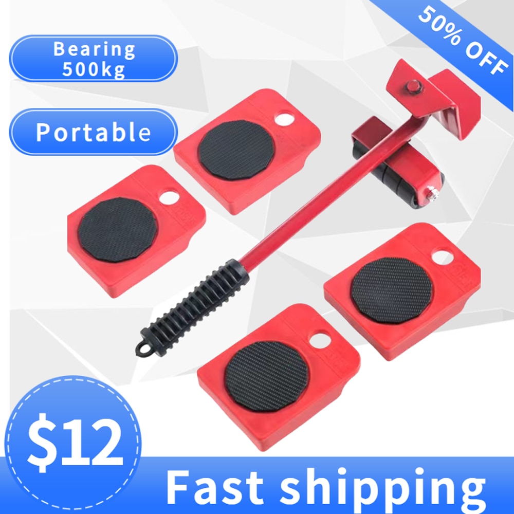 Move Heavy Duty Furniture Lifter 4 Sliders Moving Wheels Set Moving Furnitures Roller Wheel Furniture Mover Dolly Tool Set