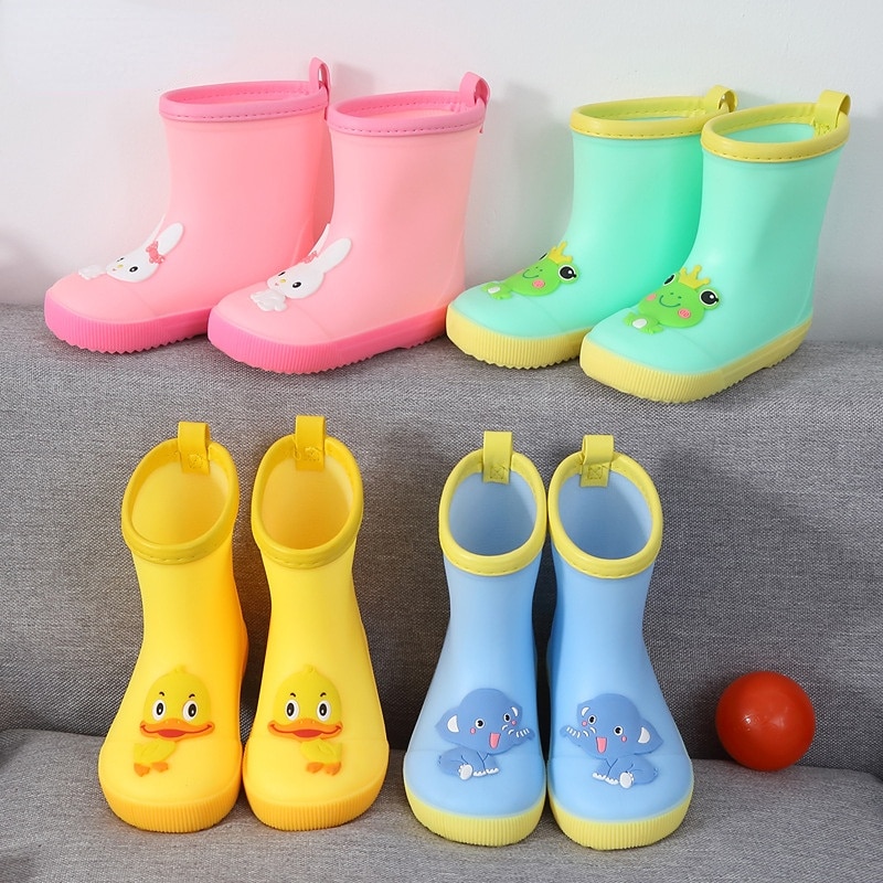 Childhood Cartoon Pattern Water Toddler Shoes Waterproof Rubber Animal Boots Outdoor Student Rainy Season Rain Boots Kids F05184