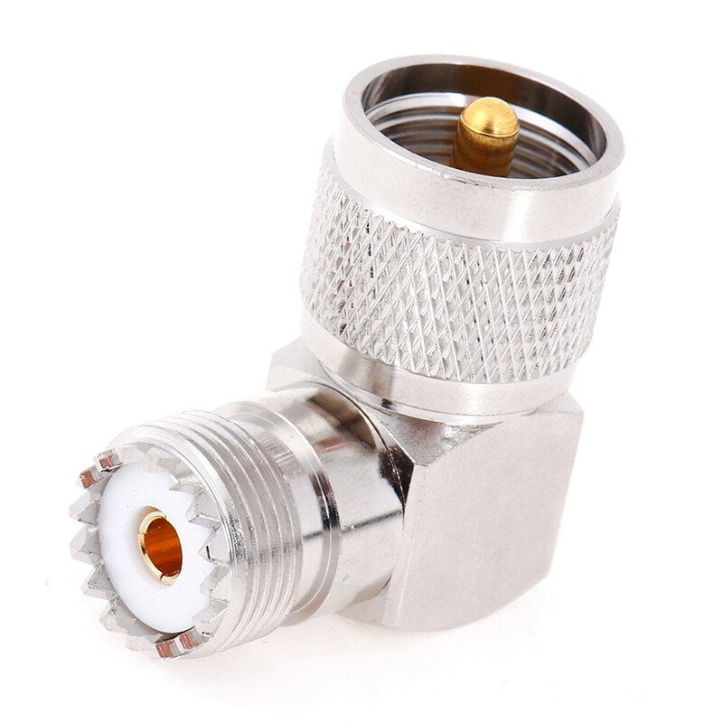1 Pc UHF SO-239 Female To UHF PL-259 Male Right Angle 90 Degree RF Connector Antenna Adapter